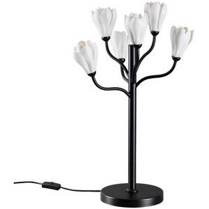 Настольная лампа Odeon Light Gardi 5090/6T черный матовый/белый/фарфор G4 LED 6*5W с цветами