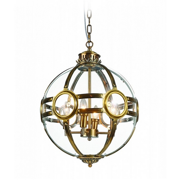 Подвесная люстра Delight Collection Hagerty KG0516P-3 antique brass в форме шара  фото